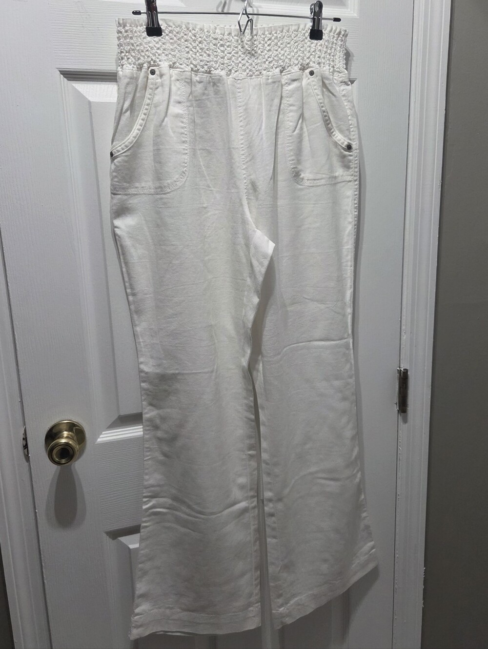 CiSono White Linen Blend Pants - Size L - NWOT - Summer Beach Casual Office